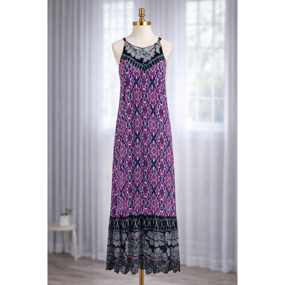 New Express Maxi Dress Sundress Multicolor Print Sleeveless Beach Boho Size M